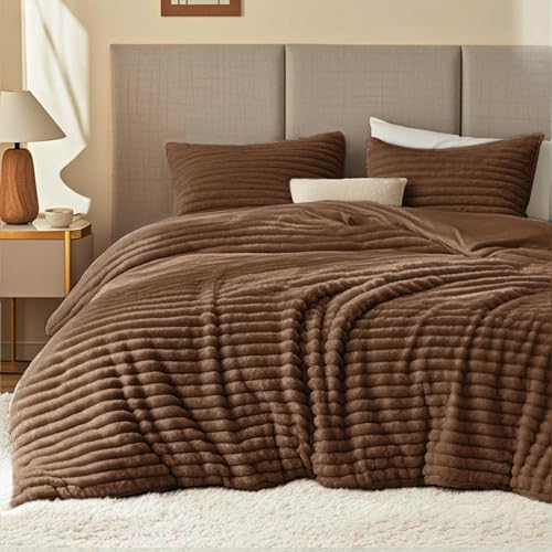 EXQ Home Fluffy Comforter Set Twin Size,2 Pieces Bed Set,Taupe Brown