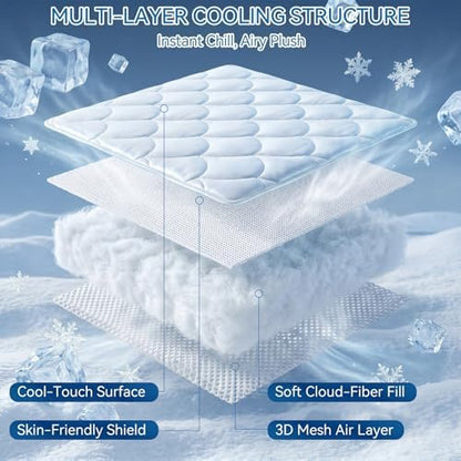 Cooling Mattress Pad King, Breathable Quilted Fitted Mattress Protector