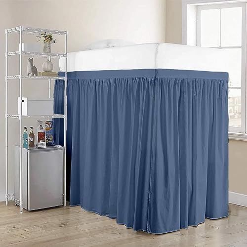 Crown Collection Full XL 32" Inch Drop Long Dorm Bed Skirt, Ruffled Pattern College Dorm Room Bed Skirts, Split Corner, Easy Care, No Wrinkle Microfiber Bed Skirt
