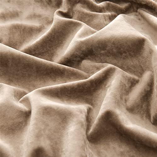 Fredsure Distressed Velvet Comforter Set, 5 Pieces Khaki Queen, Distressed Velvet Face and Brushed Microfiber Reverse