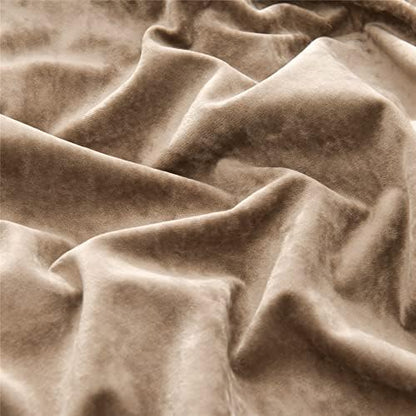 Fredsure Distressed Velvet Comforter Set, 5 Pieces Khaki Queen, Distressed Velvet Face and Brushed Microfiber Reverse