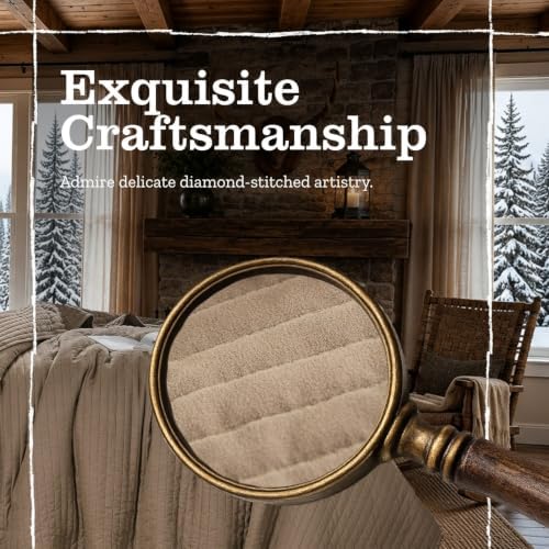 DOWN HOME Twin Quilt Bedding Set with Sham, Vintage Washed Soft Quilted Blanket Thin Comforter Lightweight Bedspread Coverlet Bed Cover, Brushed Microfiber Stripe Stitching, Brown, 66"x92"