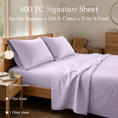 Threadmill 600 Thread Count Cotton Full Sheet Set, Sateen, 4-Piece, Cooling