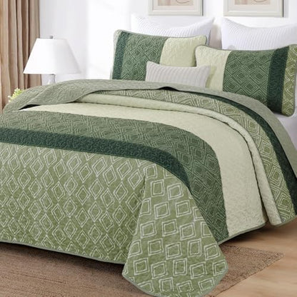 Cottolester Twin Quilt Set for Dorm Bedding,2 pcs Summer Striped Bedspread