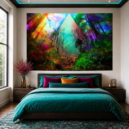 Delur Forest Tapestry Tree of Life Tropical Rainforest Tapestry Wall Hanging Colorful Nature Landscape Mystical Psychedelic Spiritual Headboard for Bedroom Living Room Home Decor (51.2" x 59.1")