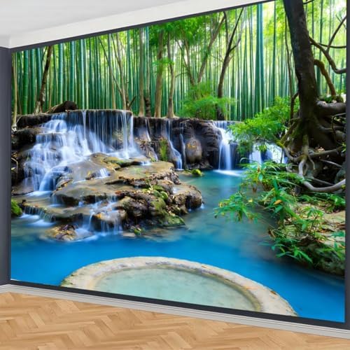 FENDROM Forest Waterfall Tapestry Nature Jungle Stream Green Garden View Wall Hanging Tablecloth Bedspread Picnic Blanket Multifunctional for Bedroom Living Room