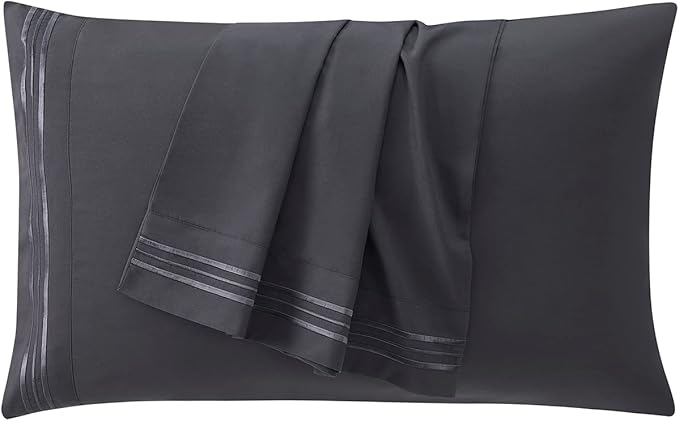 Clara Clark Premier 1800 Collection Full 4PC Microfiber Bed Linen Set, Charcoal Gray, Deep Pocket Sheets