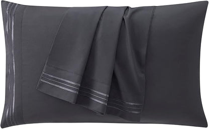 Clara Clark Premier 1800 Collection Full 4PC Microfiber Bed Linen Set, Charcoal Gray, Deep Pocket Sheets