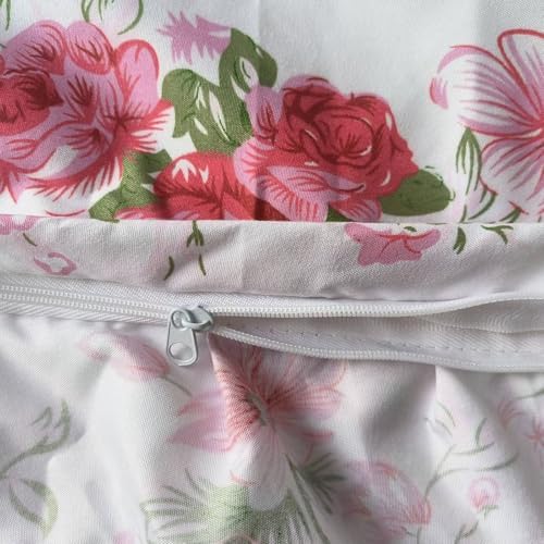 VM VOUGEMARKET Ruffle Duvet Cover Set Twin 3 Pieces Red Rose Flower