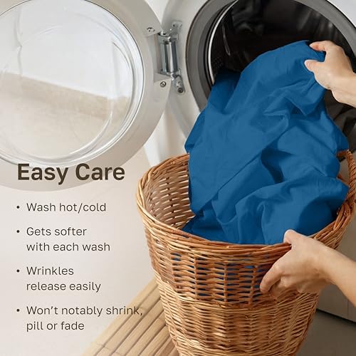California Design Den 100% Cotton Sateen Full Bed Sheets Set, Cobalt Blue