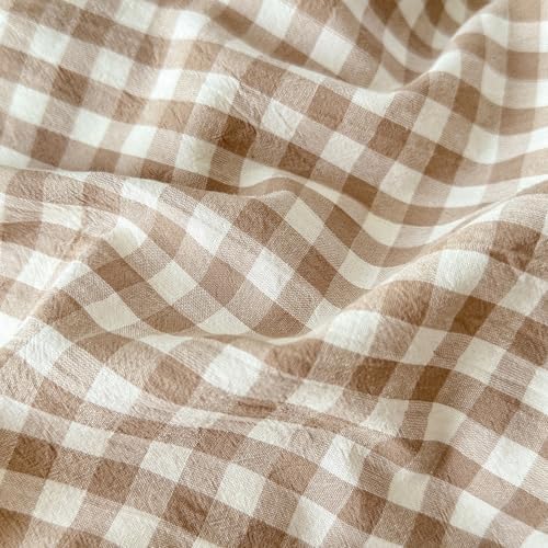 LifeTB Tan Gingham Comforter Set California King Modern Plaid Comforter Set