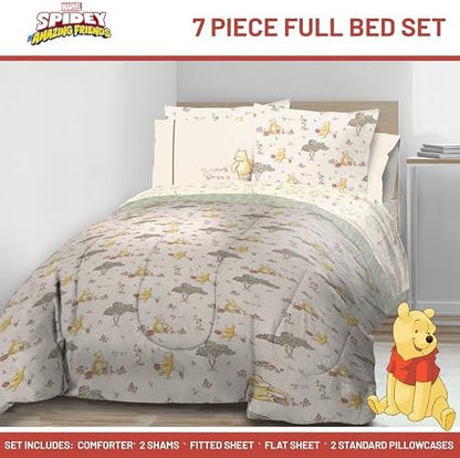 Jay Franco Kids Bed Set, Beige, Winnie The Pooh, 7 Piece Full