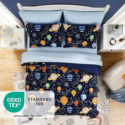 Boys Queen Size Bedding Set - 7 Pieces Space Kids Queen Comforter Set