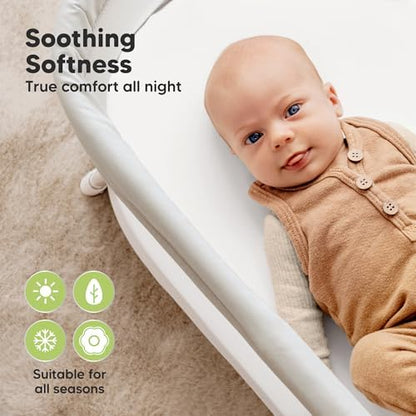 2pk Waterproof Bassinet Sheets Girls, Boys 33x17 Universal Fit (Soft White)