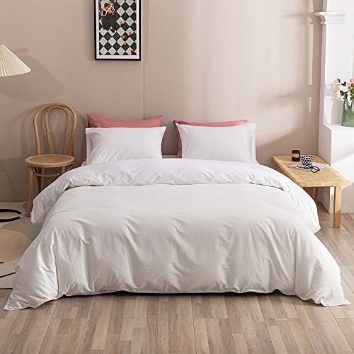 Wellboo White Comforter Sets Full Size Solid Color Bedding for Women Men