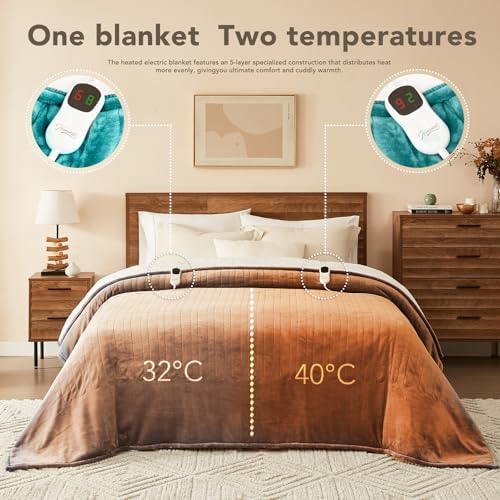 Homemate Heated Electric Blanket King Size 100"x 90" Heating Blanket
