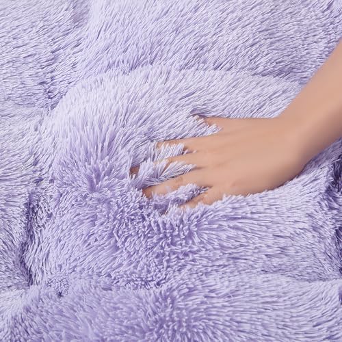 EHEYCIGA Fluffy Dog Crate Bed, Plush XX Large Dog Pillow, Purple