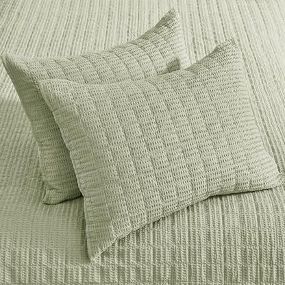 Levtex Home Cloud Waffle Twin XL/Twin Quilt Set (68x86in) with 1 Pillow Sham (26x20in) - Box Quilted Waffle Cotton Texture - Desert Sage - Cotton Twin Size Quilt Bedding Set - Lightweight Soft