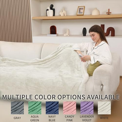 Electric Blanket King Size, Dual Control, White, 100" x 90"