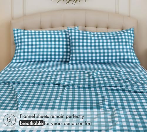 RUVANTI Flannel Sheets Set Full Size, Cabin Plaid