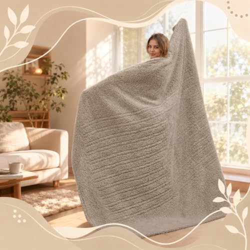Eydna Electric Heated Blanket Full Size 72"×84" with 9 Heating Levels & 1-10Hs Auto Off，Double Sided Plush Sherpa, Energy Efficient, Machine Washable, Couch & Bed, Gifts for Family- Light Brown