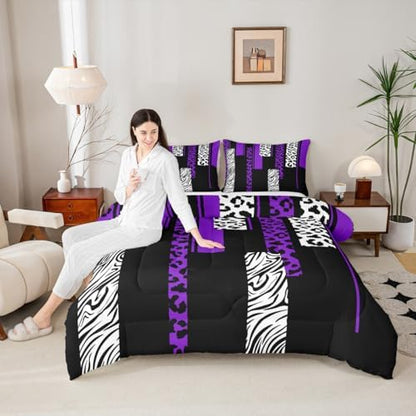 Feelyou Animal Print Leopard Zebra Comforter Set Twin Size Kids Boys