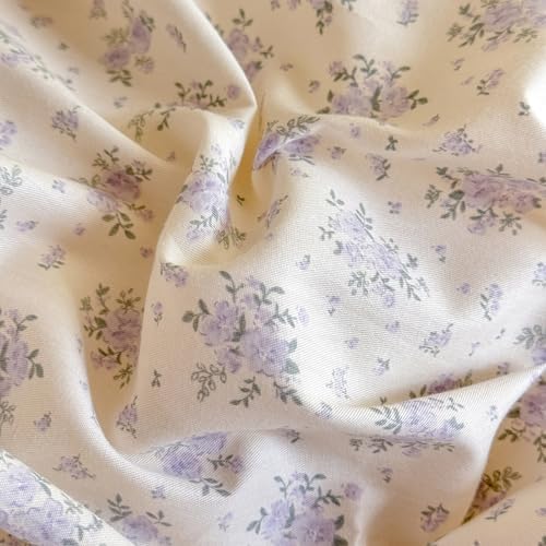Vintage Flower Duvet Cover Set Twin XL, 3 Piece Coquette Duvet Cover with Ruffle Lace, 100% Cotton Violet Flower Botanical Bedding Set, Aesthetic Floral Cottagecore Comforter Cover for All Season