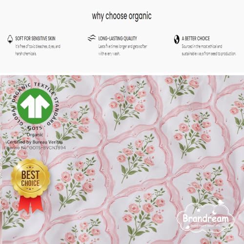 Brandream Scallop Edge Organic Cotton Crib Skirt Girls Toddler Bedskirt