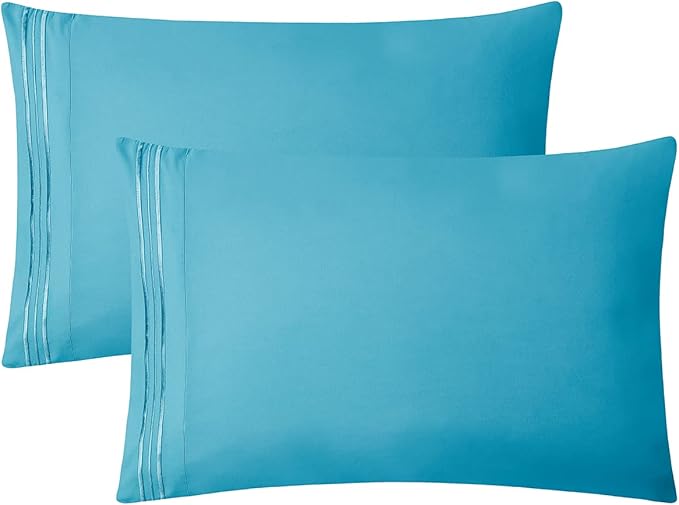 Clara Clark Bed Sheets, Premier 1800 Series 4 Piece Bed Sheet Set, Deep Pocket, Wrinkle, Fade, Stain Resistant, Luxury Soft Bedding Sheets & Pillowcases, Queen, Beach Blue