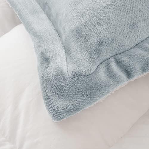 Sherpa Comforter Set Twin XL Size, Light Grey Bedding Set with Sham