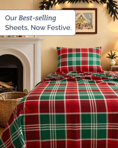Christmas Sheet Set, Highland Tartan, Holiday Xmas Bedding Set - Twin XL