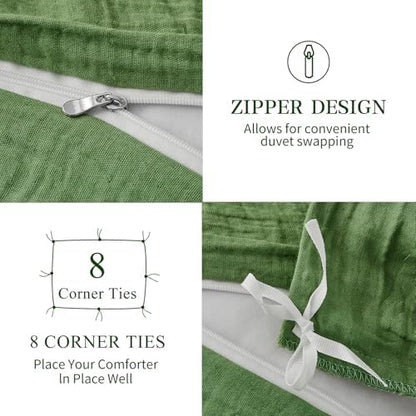 MEISHANG Muslin Duvet Cover King Size - 100% Organic Cotton