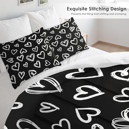 Pamnest Queen Comforter Set, 3 Pieces Love Valentine Bedding, All Season