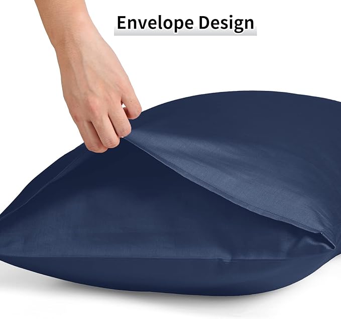 Warmstar Cotton Pillow Cases King Size Set of 2, 600 Thread Count Pillowcases 20x36 Inches, Soft Long Staple Cotton Pillowcases Breathable with Envelope Closure,Navy Blue