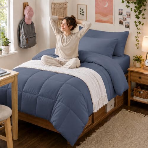Anluoer Twin Comforter Set, 5 Piece Bed in a Bag Twin Bedding Sets