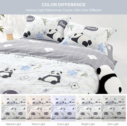 SAPHREAS Home Cute Duvet Cover 100% Cotton Cartoon Twin Comforter Cover Set 2pcs with Zipper Closure 1 Duvet Cover 1 Pillowsham Twin Size