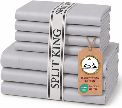 Therapedic 100% Egyptian Cotton 7 Piece Split King Sheets Set (Dove)