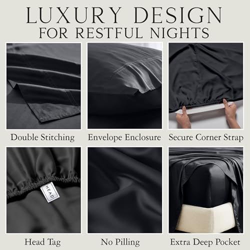 KARISSA MAE 7 Piece Luxury Bamboo Viscose Split King Sheets, FSC Certified