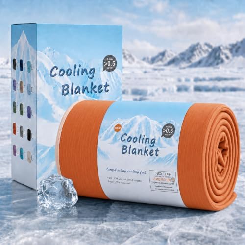 Topcee Cooling Blanket for Night Sweats Absorbs Heat to Keep Adults, Children Cool on Warm Nights, Q-Max 0.5 Cooling Blankets for Hot Sleepers, Ultra-Cool Lightweight Sofa Throw Blanket (50"x70")
