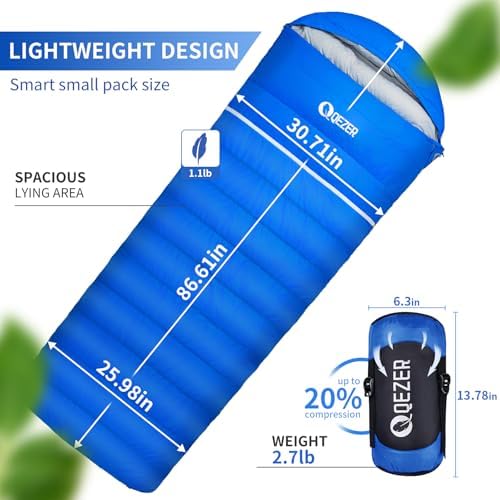 Down Sleeping Bag for Adults, 600 Fill Power Ultralight Backpacking