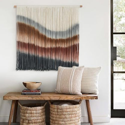 Macrame Wall Hanging Hand Dyed Woven Cotton Boho Wall Art Decor 27"W*19"L