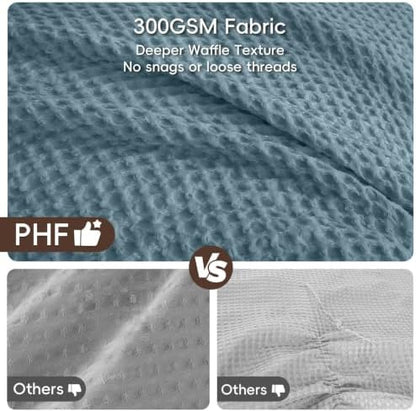 PHF Ultra Soft Waffle Comforter Set 3 Pieces King, Stormy Blue