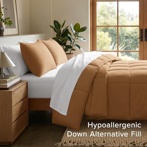 Bare Home Queen Comforter Set - 1800 Ultra Soft (Queen, Caramel)