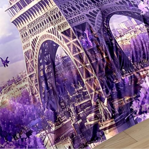 CCoutueChen Paris Comforter Set King Size, Romantic Bedding with Purple Butterfly Floral Bedroom Decor, 3 Pcs 2 Pillowcases, 104"x90"