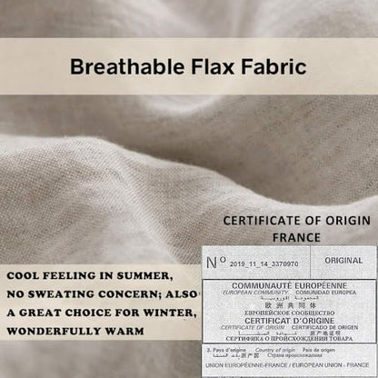Simple&Opulence 100% French Flax Linen Duvet Cover Set with Embroidery Washed - 3 Pieces (1 Duvet Cover with 2 Pillow Shams) with Button Closure Soft Breathable Farmhouse - Linen, King Size