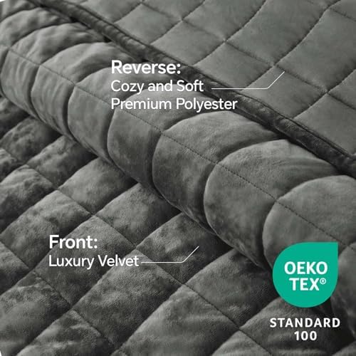 BEDELITE Velvet Quilt Set King Size, Luxury Velvet Comforter Bedding