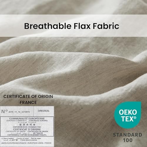 Simple&Opulence 100% Linen Duvet Cover Set with Crossed Embroidery Washed - 3 Pieces (1 Duvet Cover with 2 Pillow Shams) Soft Breathable Farmhouse - Linen, King Size
