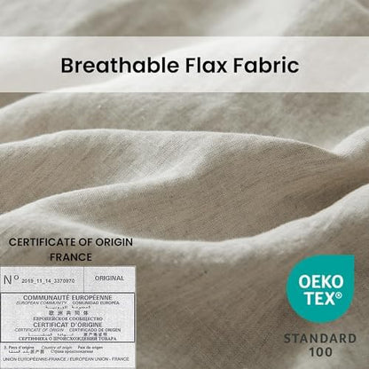 Simple&Opulence 100% Linen Duvet Cover Set with Crossed Embroidery Washed - 3 Pieces (1 Duvet Cover with 2 Pillow Shams) Soft Breathable Farmhouse - Linen, Queen Size