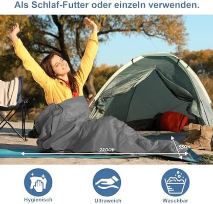 Sleeping Bag Liner, Updated Adult Sleep Sack & Travel Sheets with Foot Zipper, Lightweight and Portable Camping Sleeping Bag Liners - Ideal for Backpacking, Hostels and Camping