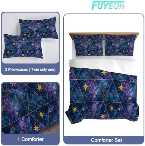 Celestial Comforter Set Twin, Geometric Bedding for Teens Girls